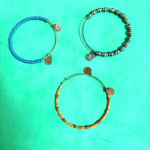 Alex and Ani Blue, Silver, and Orange Beaded Bracelets